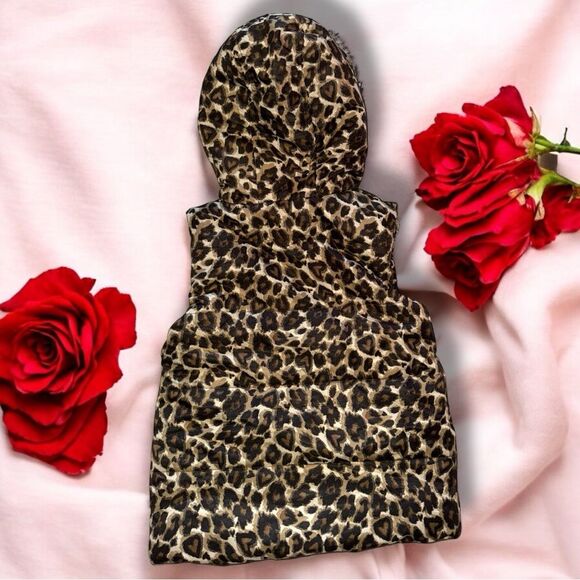 Children’s Place VTG Y2K Vest Animal Print Sequins Faux Fur Hooded Girl’s S 5/6 - Picture 14 of 16